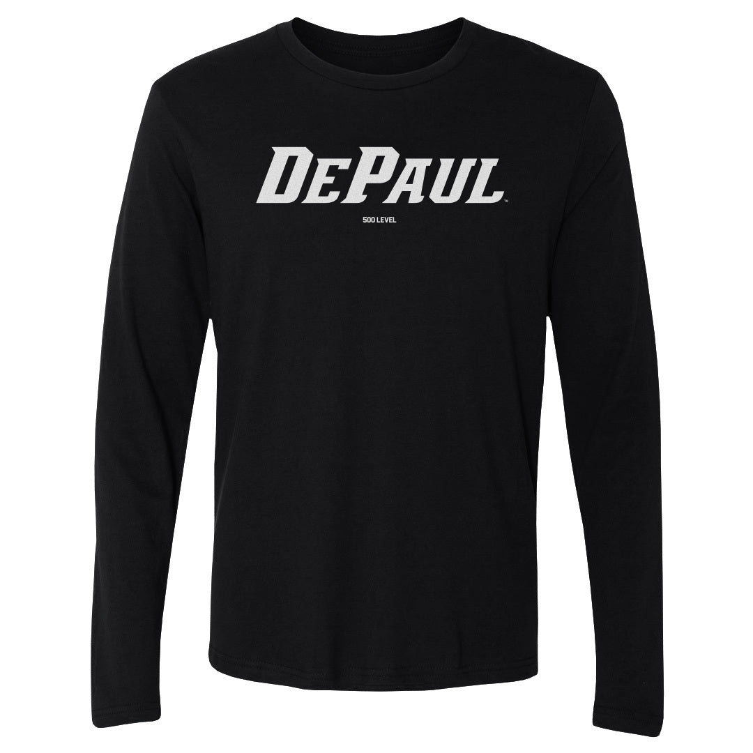 DePaul Blue Demons White Wordmark Long Sleeve Tee