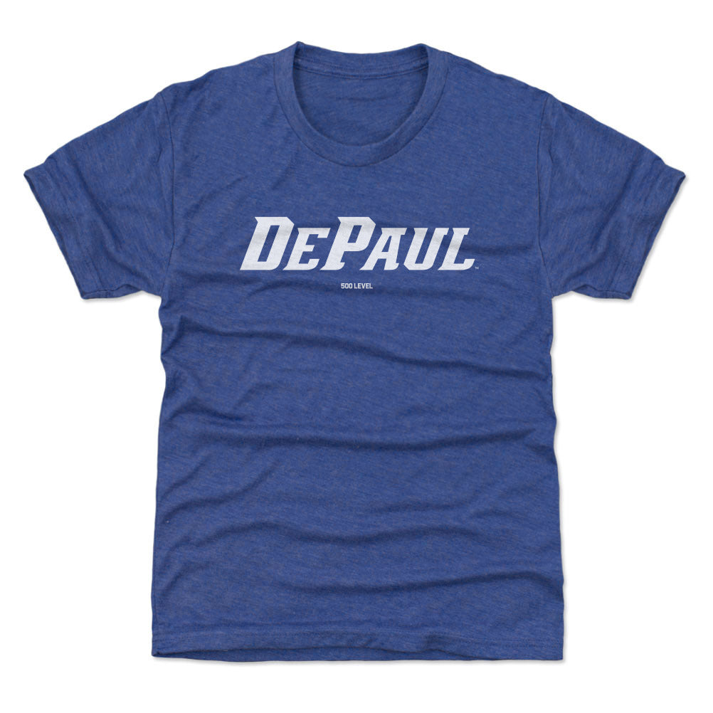 Youth DePaul Blue Demons White Wordmark Tee