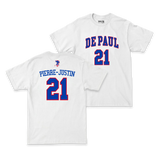 DePaul Men's Basketball White Name & Number Tee - Theo Pierre-Justin