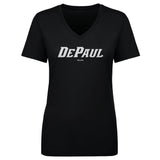 Women's DePaul Blue Demons White Wordmark V-Neck Tee