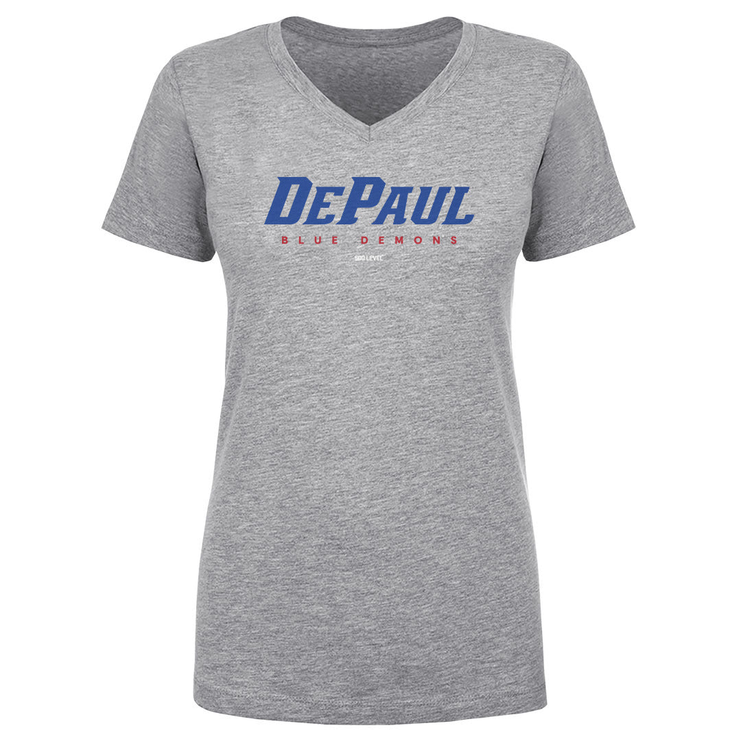 Women's DePaul Blue Demons Wordmark V-Neck Tee