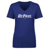 Women's DePaul Blue Demons White Wordmark V-Neck Tee